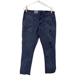 PAM & GELA Twill Skinny Cargo Pants Fray Hem Lace Up Back Size Large